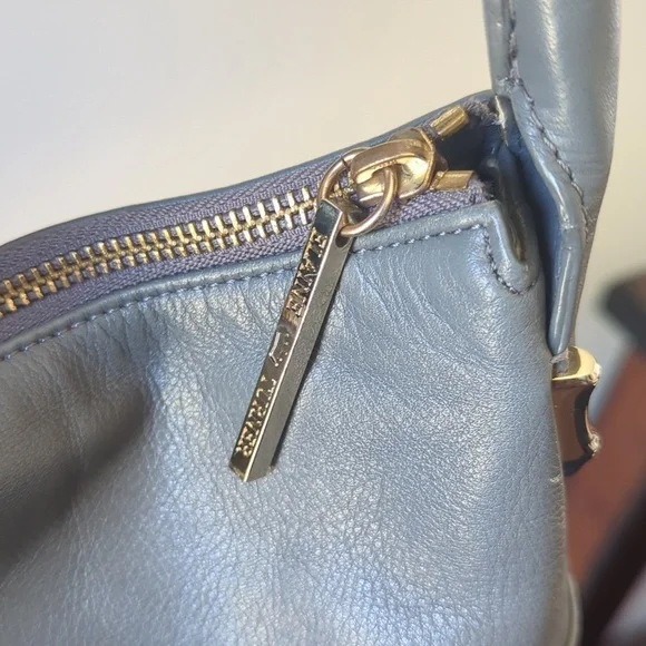 Gray Soft Leather Hobo Bag with Red Lining - Picture 4 of 11